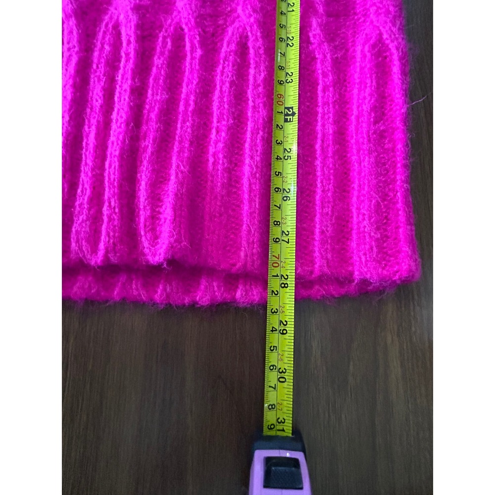 Steve Madden Hot Pink Cable Knit Sweater Women Small Fuchsia Wool Blend - Picture 4 of 7